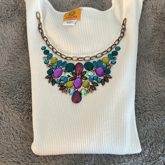 Ruby Rd Beaded White Tank‎ Top size (M) - Picture 6 of 6